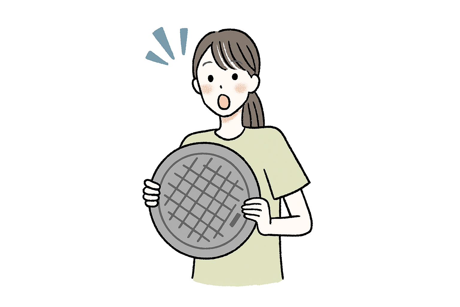 女性がマンホールを持っている
